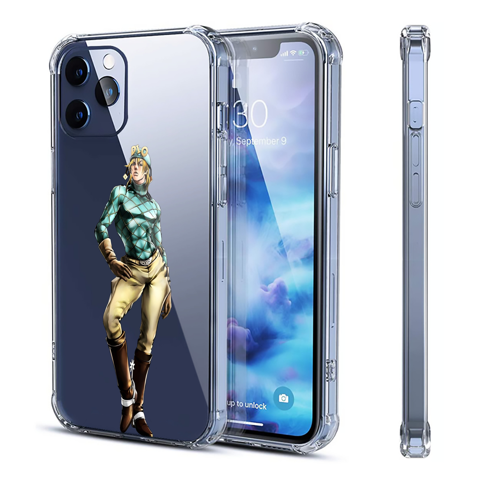 （画像用） ジョジョの奇妙な冒険 ディオ?ブランドー JoJo's Bizarre Adventure Dio Brando 【iPhone 12シリーズ対応】透明スマホケース（クリアソフトケース）